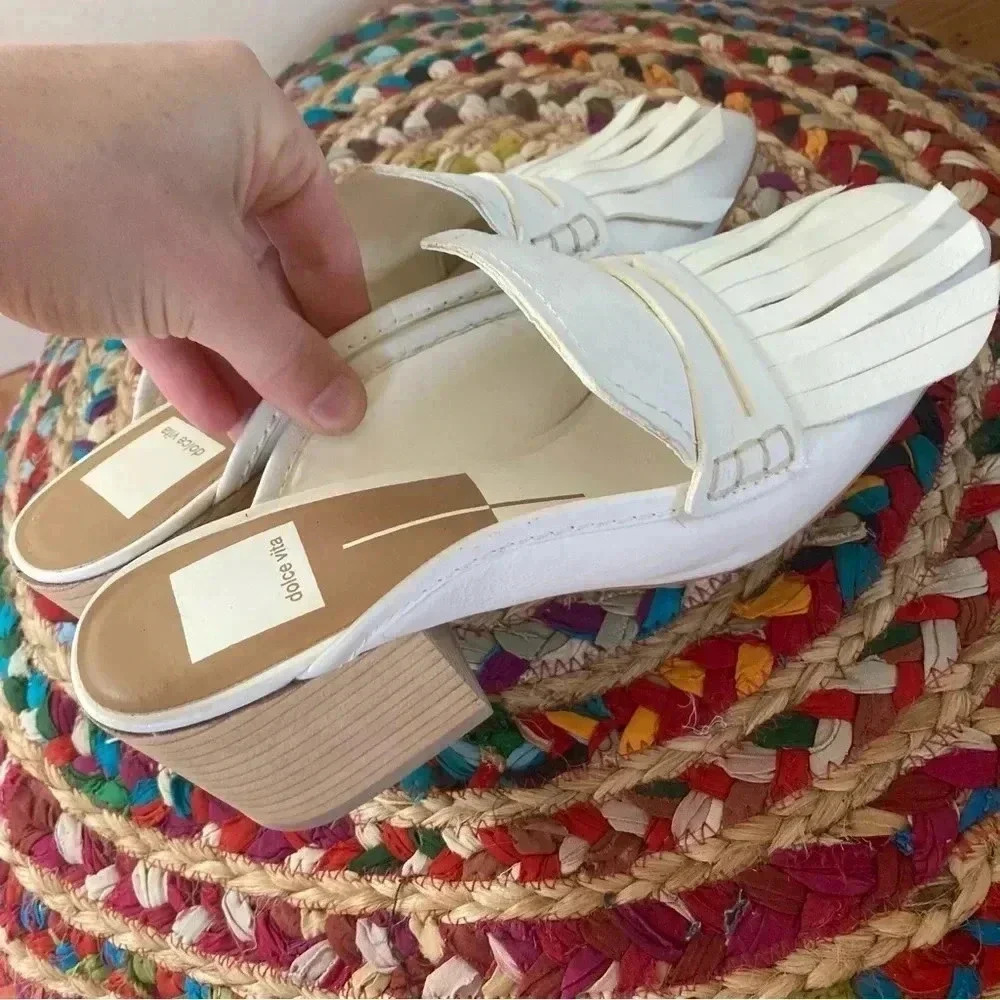 Dolce vita white mules loafers heels - Picture 2 of 6